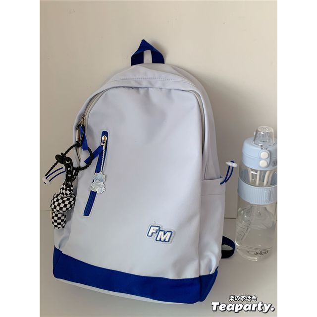 Lightweight Two-Tone Lettering Zip Backpack