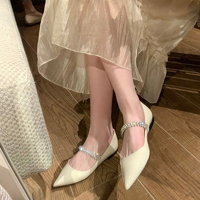 Rhinestone Flats Pointed-Toe