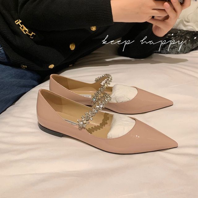 Rhinestone Flats Pointed-Toe