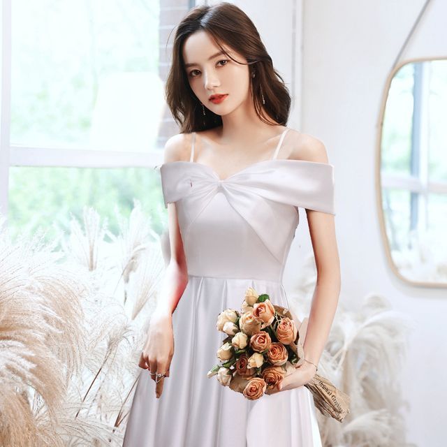 A-Line Glitter Dress Gown Shoulder Cocktail Off / Evening