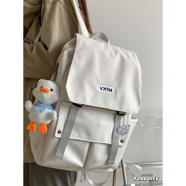 Flap Lettering Embroidered Waterproof Backpack