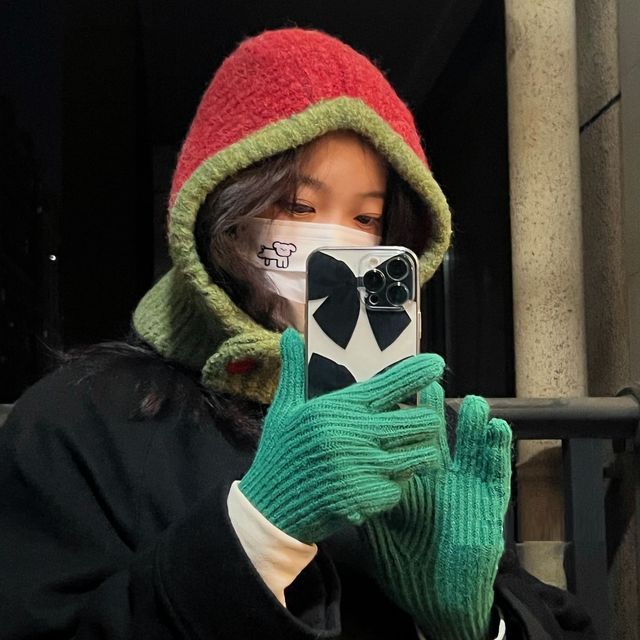 Knit Hat Two-Tone Balaclava