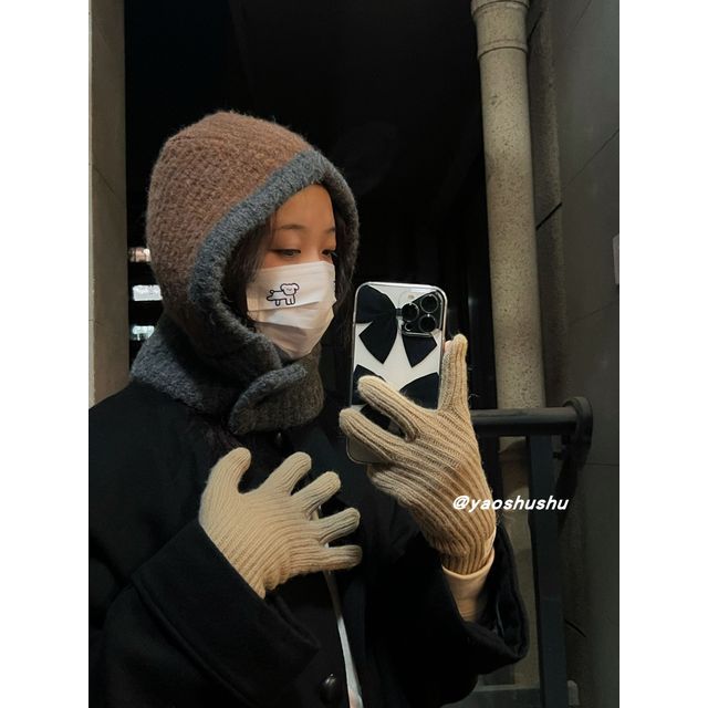 Knit Hat Two-Tone Balaclava