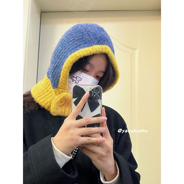 Knit Hat Two-Tone Balaclava