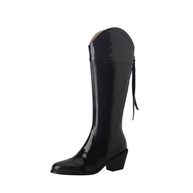 Pointed Heel Boots Tall Chunky