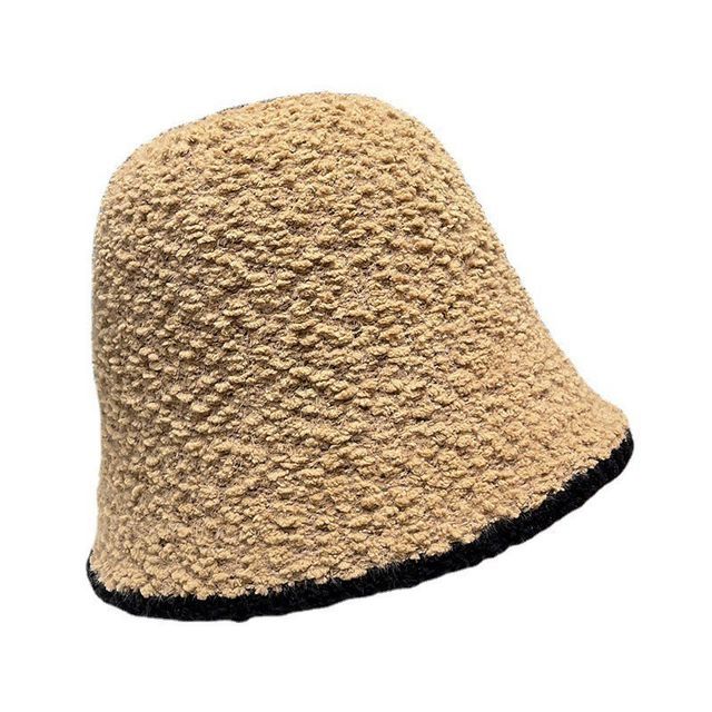 Trim Contrast Bucket Shearling Faux Hat