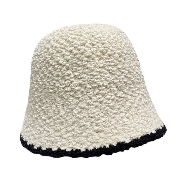 Trim Contrast Bucket Shearling Faux Hat