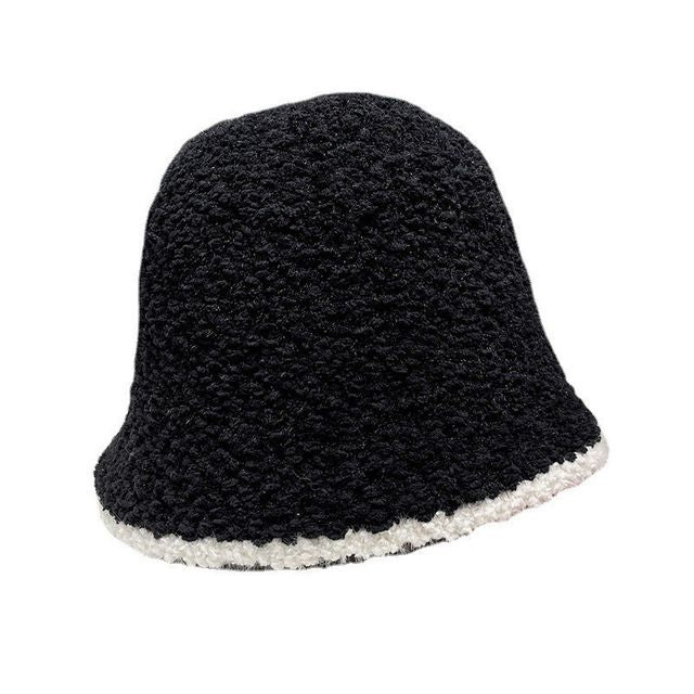 Trim Contrast Bucket Shearling Faux Hat