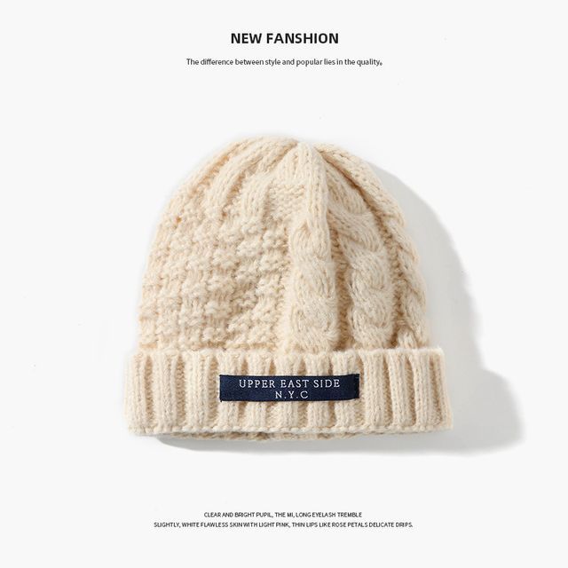 Beanie Lettering Applique Knit