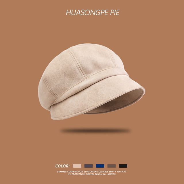 Cap Newsboy Suede Plain Faux