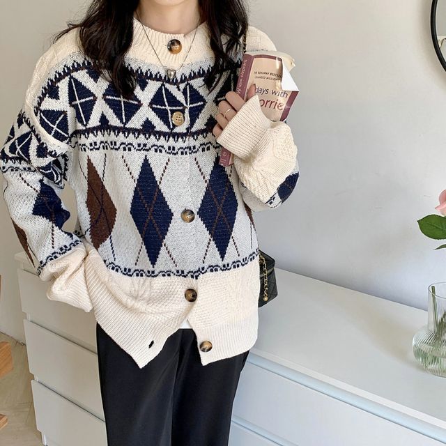 Cardigan Pattern Loose-Fit