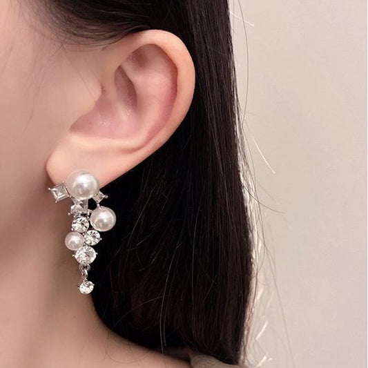 Drop Earring Faux Pearl Rhinestone