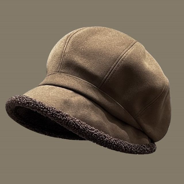 Faux Trim Beret Shearling