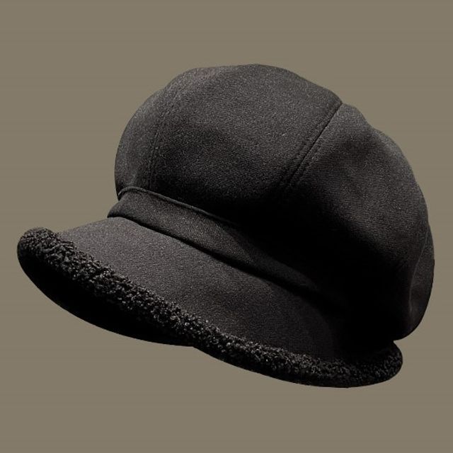 Faux Trim Beret Shearling