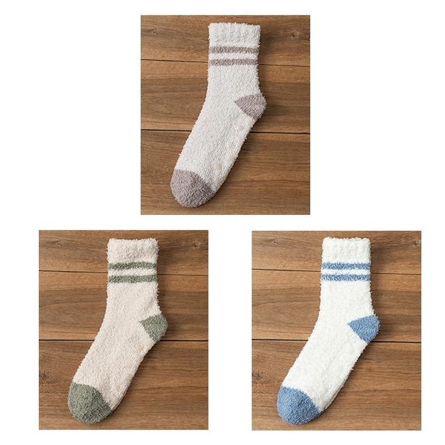 Striped Fleece Short Socks Set