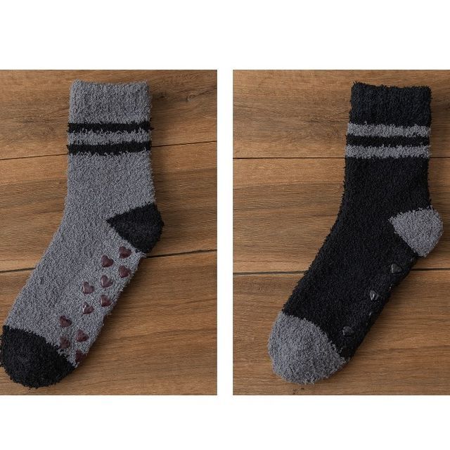 Striped Fleece Short Socks Set