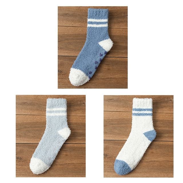 Striped Fleece Short Socks Set