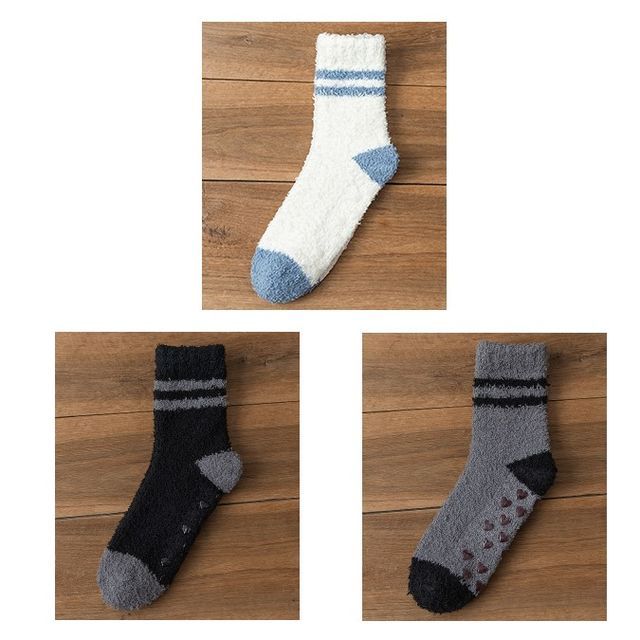 Striped Fleece Short Socks Set