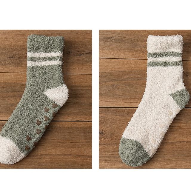 Striped Fleece Short Socks Set