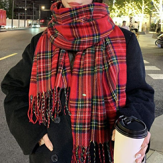 Scarf Plaid Fringe
