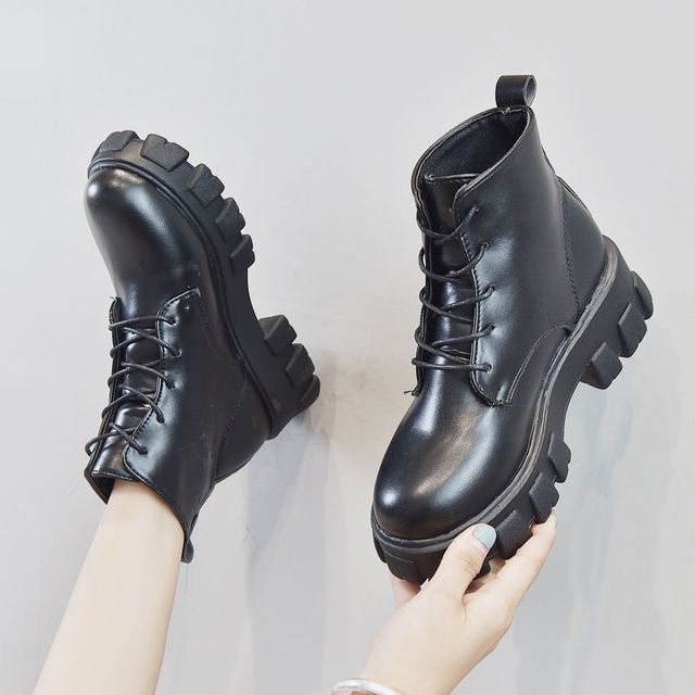 Short Platform Lace-Up Boots