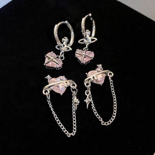 Dangle Heart Earring Rhinestone