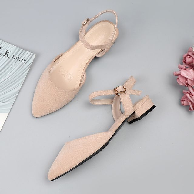 Pointy-Toe Ankle Sandals Heel Strap Chunky