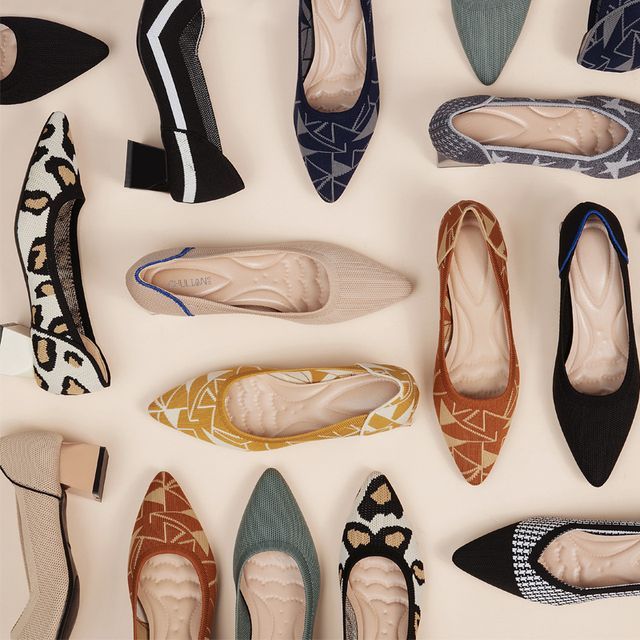 Pumps Pointed Knit Block-Heel