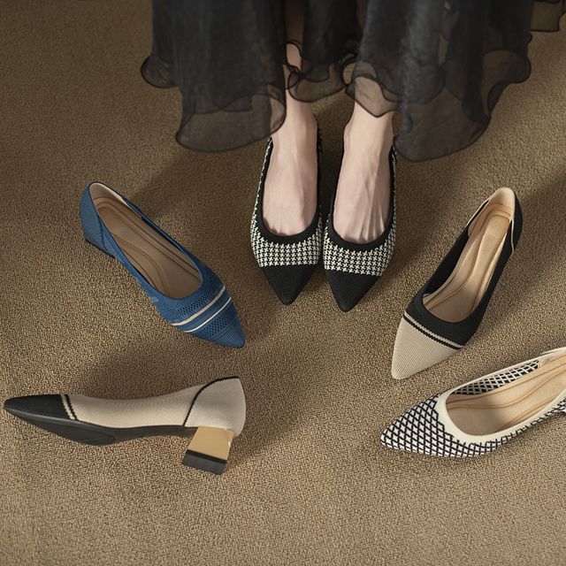 Pumps Pointed Woven Block-Heel