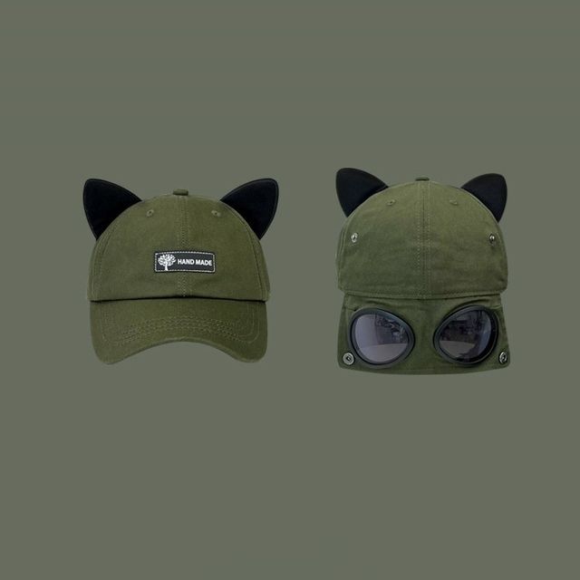 Cap Ear Goggles Baseball Aviator Cat with