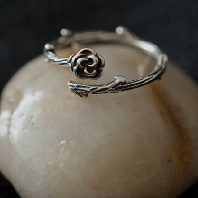 Ring Silver Open Rose Sterling