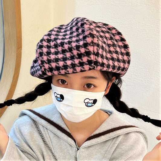 Panel Beret Houndstooth