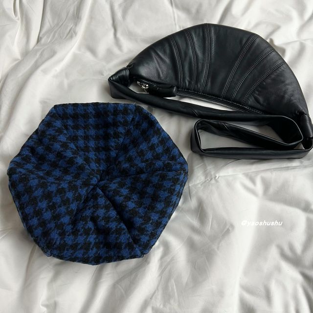 Panel Beret Houndstooth