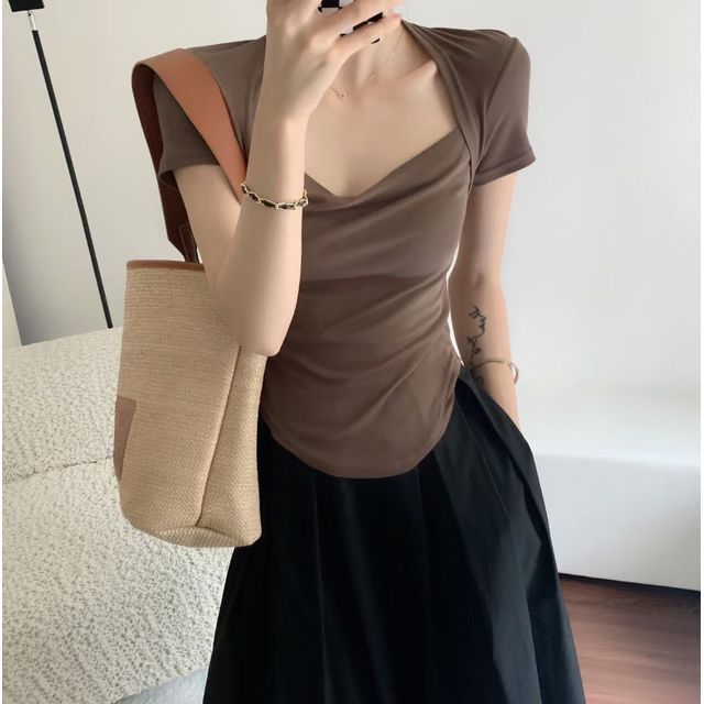 Square T-Shirt Plain Neck Short-Sleeve