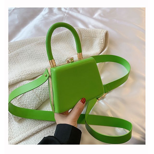 Leather Faux Hand Boxy Bag Plain