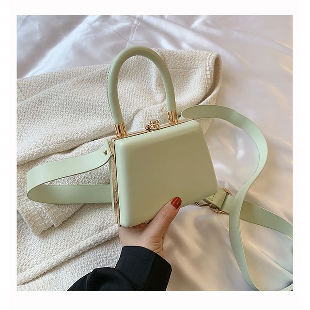 Leather Faux Hand Boxy Bag Plain