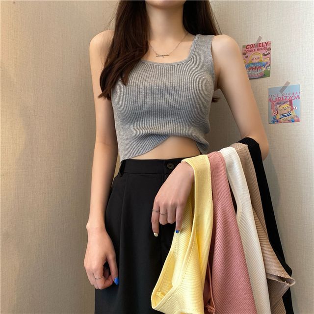 Plain Tank Square Neck Top