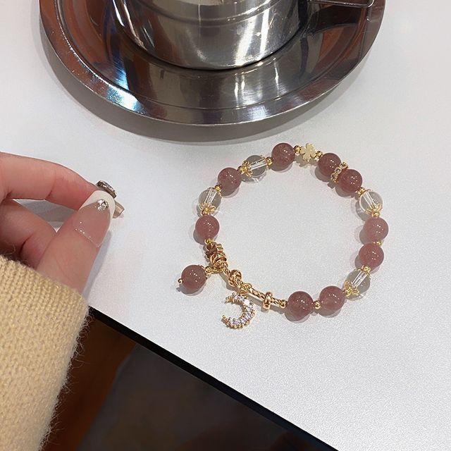 Moon Charm Faux Crystal Bracelet Rhinestone