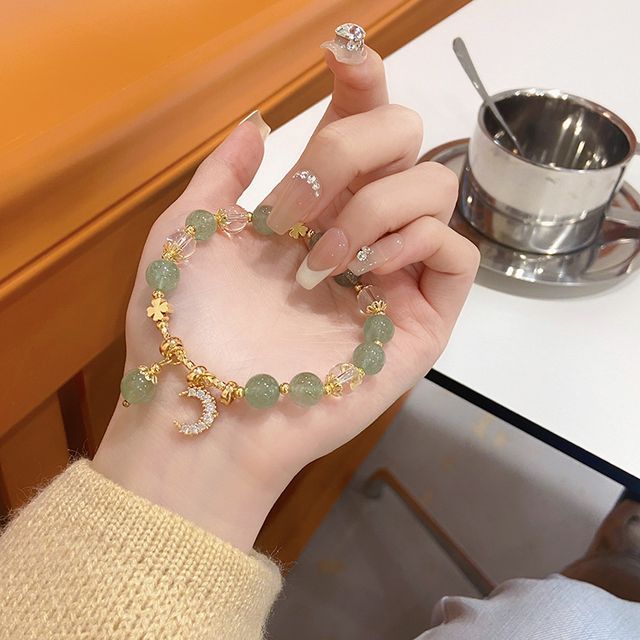 Moon Charm Faux Crystal Bracelet Rhinestone