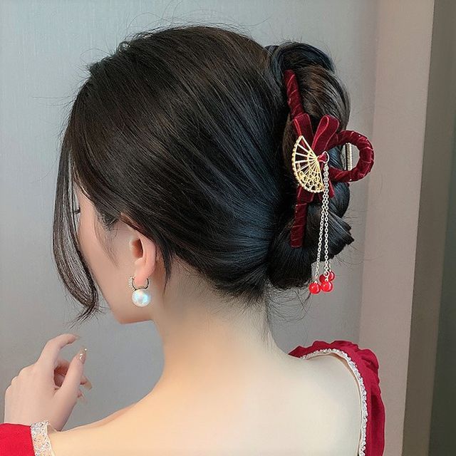 Alloy Fan Velvet Hair Claw