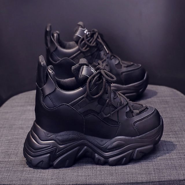 Lace Hidden Platform Sneakers Wedge Up