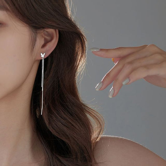 Sterling Earring Silver Butterfly Fringed