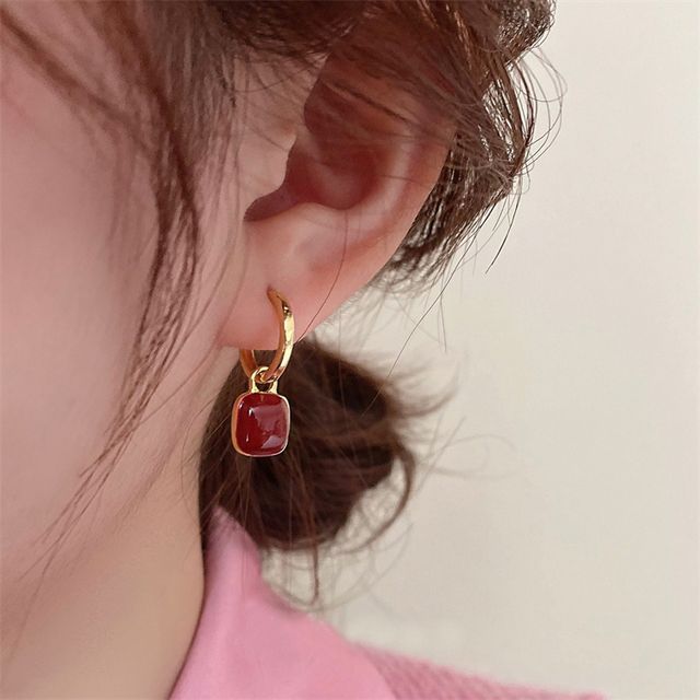 Earring Sterling Square Silver Dangle