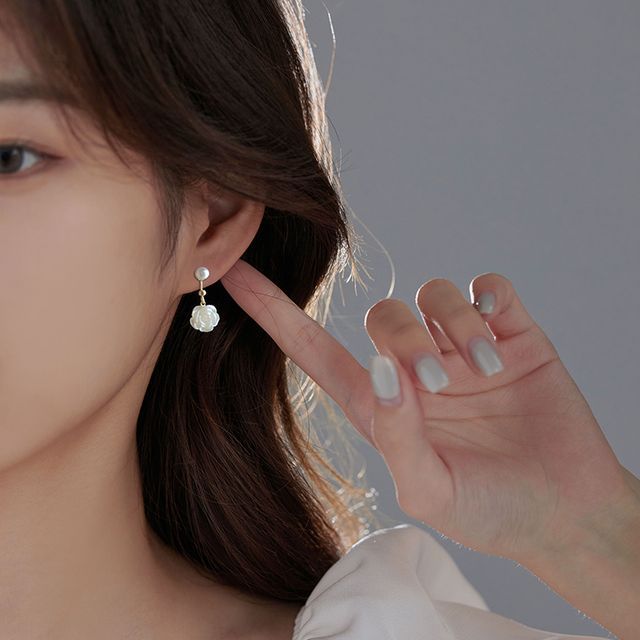 Silver Sterling Earring Dangle Floral