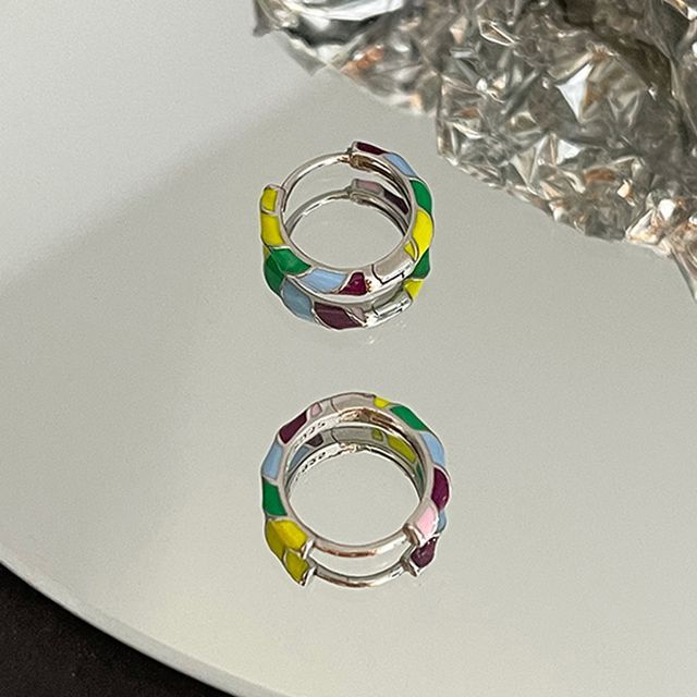 Silver Hoop Sterling Glaze Earring