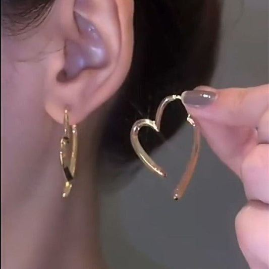 Heart Earring Alloy Through