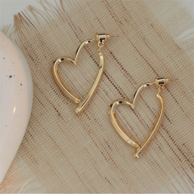 Heart Earring Alloy Through