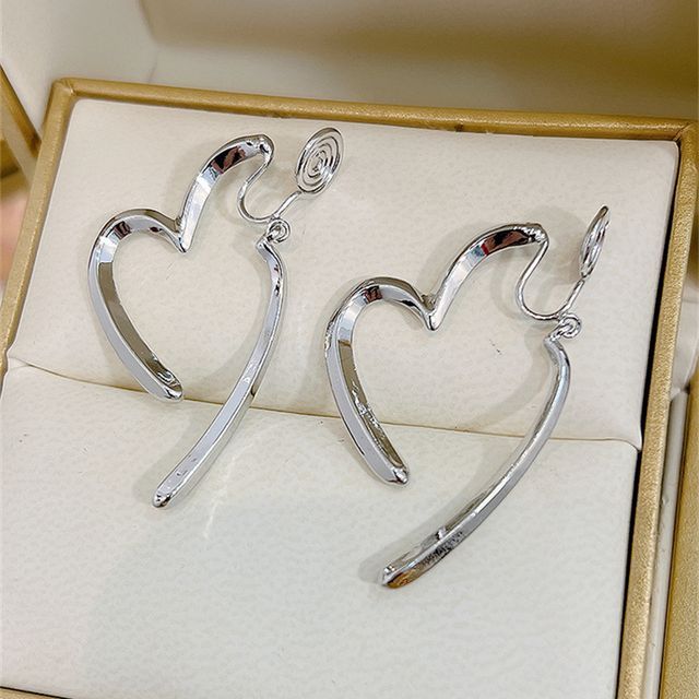 Heart Earring Alloy Through