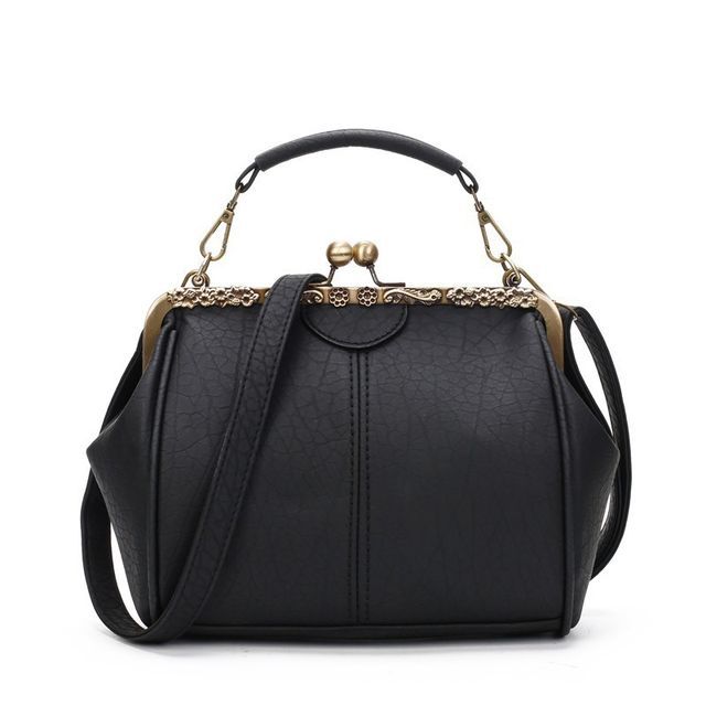 Kiss Bag Top Handle Crossbody Plain Lock