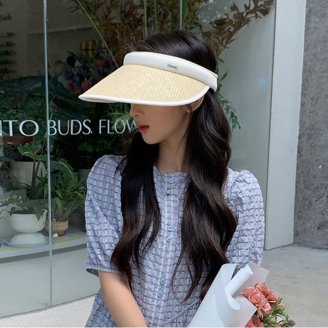 Visor Straw Sun Trim Contrast